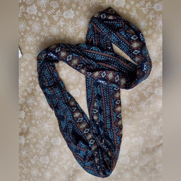 Eternity Scarf By Sylvia Fashion Scarves**Navy Blue Print** - Picture 2 of 6